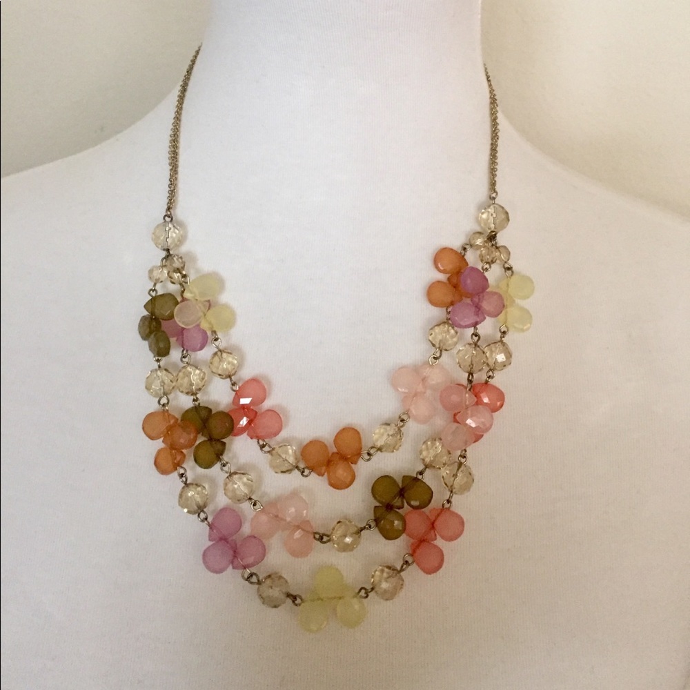 Ann Taylor Loft Spring Flowers Bead Necklace